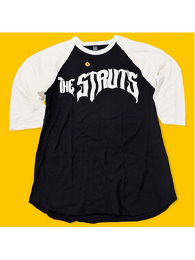 The Struts Band Raglan T Shirt M Black White 3/4 Sleeve Rock Band Tee Tultex NEW